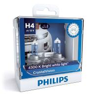 Лампа галогенная Philips Р43 Cristal Vision 12В H4 60/55Вт 2шт. 12342CVSM